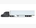 Semi Truck With Large Refrigerated Trailer 3Dモデル wire render