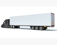 Semi Truck With Large Refrigerated Trailer Modello 3D