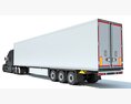 Semi Truck With Large Refrigerated Trailer 3D модель side view