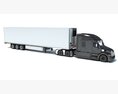 Semi Truck With Large Refrigerated Trailer 3D-Modell Draufsicht