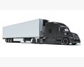 Semi Truck With Large Refrigerated Trailer 3D модель front view
