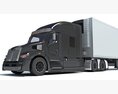 Semi Truck With Large Refrigerated Trailer 3d model dashboard