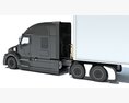 Semi Truck With Large Refrigerated Trailer 3d model seats