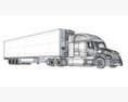 Semi Truck With Large Refrigerated Trailer 3d model