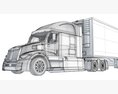 Semi Truck With Large Refrigerated Trailer Modello 3D