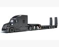 Sleeper Cab Truck With Platform Trailer 3Dモデル 後ろ姿