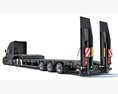 Sleeper Cab Truck With Platform Trailer 3Dモデル side view