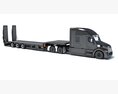 Sleeper Cab Truck With Platform Trailer 3Dモデル top view
