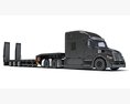 Sleeper Cab Truck With Platform Trailer 3d model front view