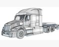 Sleeper Cab Truck With Platform Trailer 3D模型