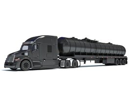 Sleeper Cab Truck With Tank Semitrailer 3D-Modell