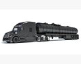 Sleeper Cab Truck With Tank Semitrailer 3D模型 后视图