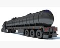 Sleeper Cab Truck With Tank Semitrailer 3D 모델  side view