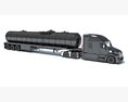 Sleeper Cab Truck With Tank Semitrailer 3D 모델  top view