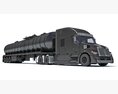 Sleeper Cab Truck With Tank Semitrailer 3d model front view