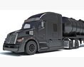 Sleeper Cab Truck With Tank Semitrailer 3D-Modell dashboard