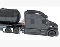 Sleeper Cab Truck With Tank Semitrailer 3D модель