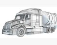 Sleeper Cab Truck With Tank Semitrailer 3D модель