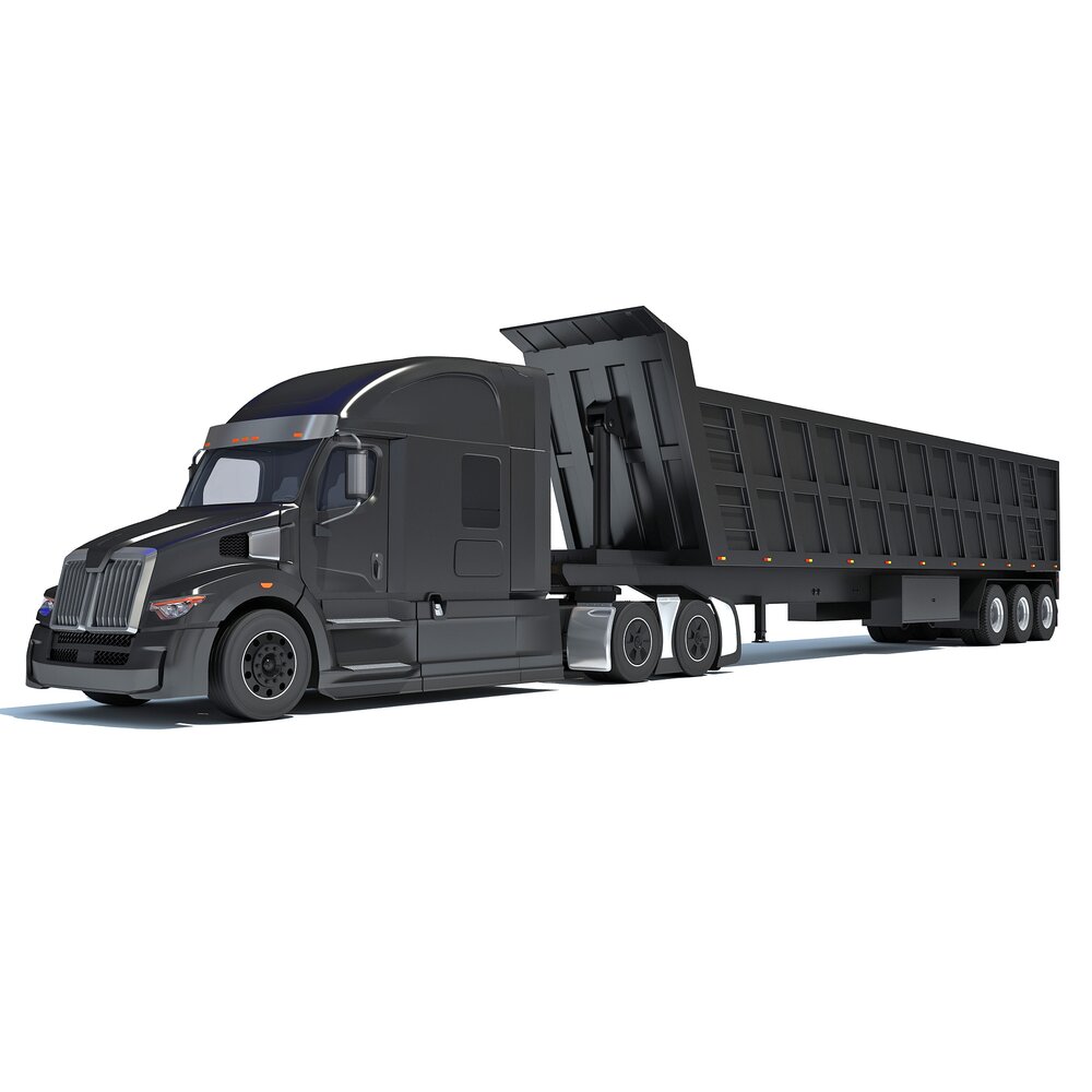 Sloped Cab Truck With Tipper Trailer 3D-Modell