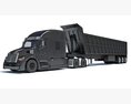 Sloped Cab Truck With Tipper Trailer 3D 모델  back view