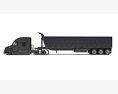 Sloped Cab Truck With Tipper Trailer 3Dモデル wire render