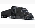 Sloped Cab Truck With Tipper Trailer 3D 모델  front view