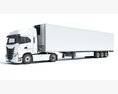 Truck With Refrigerator Trailer 3D-Modell Rückansicht