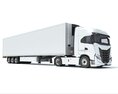 Truck With Refrigerator Trailer 3D模型 正面图