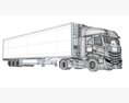 Truck With Refrigerator Trailer 3D 모델 
