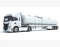 Truck With Tank Semi Trailer 3D 모델  back view