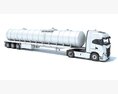Truck With Tank Semi Trailer 3D 모델  top view