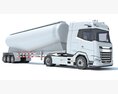 Truck With Tank Trailer 3D 모델  top view