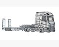 Two Axle Truck With Platform Trailer 3D模型