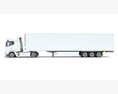 White Semi-Truck With Refrigerated Trailer 3Dモデル 後ろ姿