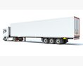 White Semi-Truck With Refrigerated Trailer 3Dモデル wire render
