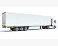 White Semi-Truck With Refrigerated Trailer 3D模型 侧视图