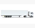 White Semi-Truck With Refrigerated Trailer 3Dモデル