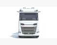 White Semi-Truck With Refrigerated Trailer 3D模型 正面图