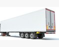 White Semi-Truck With Refrigerated Trailer 3D模型