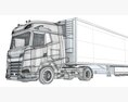 White Semi-Truck With Refrigerated Trailer 3D 모델 