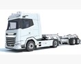 White Semi Truck With Lowboy Trailer 3D модель