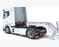 White Semi Truck With Lowboy Trailer 3D-Modell dashboard