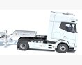 White Semi Truck With Lowboy Trailer 3d model seats