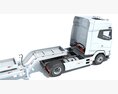 White Semi Truck With Lowboy Trailer 3D модель