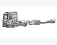 White Semi Truck With Lowboy Trailer 3D-Modell