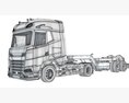 White Semi Truck With Lowboy Trailer 3D模型