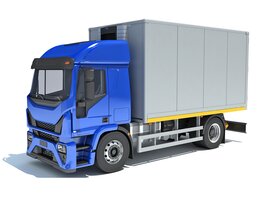 Blue Refrigerator Truck Modello 3D