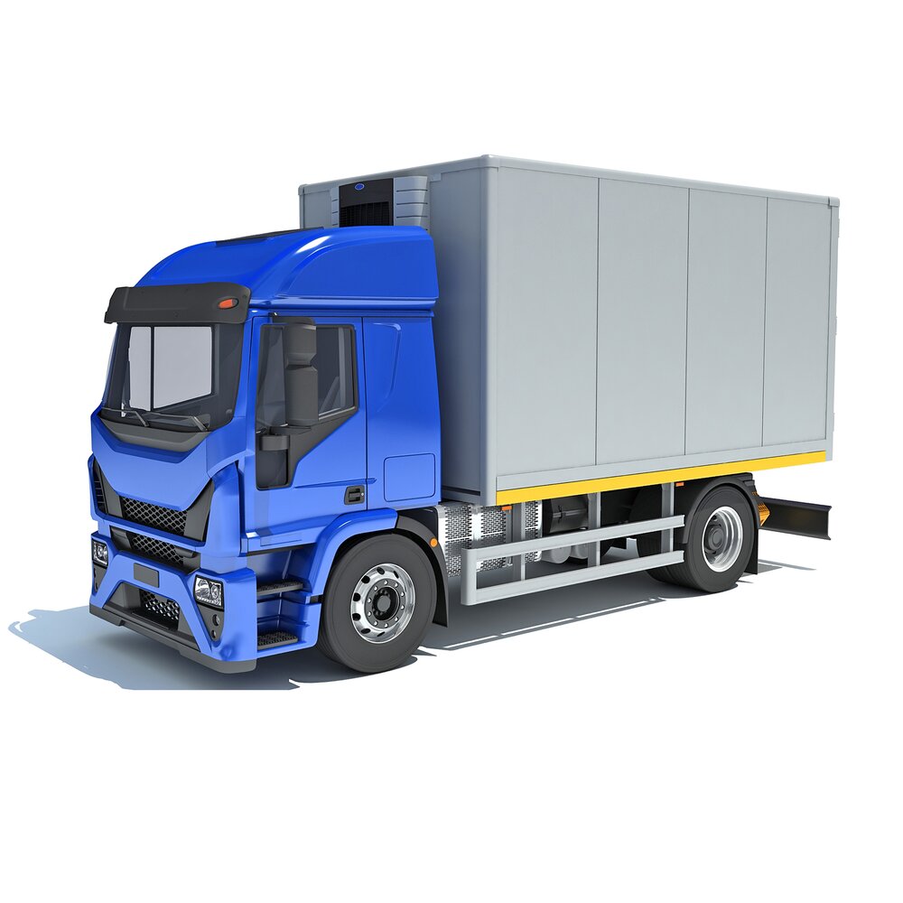 Blue Refrigerator Truck 3D模型