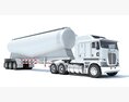 Heavy-Duty Truck With Tank Trailer 3D 모델  top view