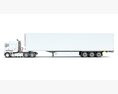 Long Hood Truck With Refrigerator Trailer 3D 모델  back view